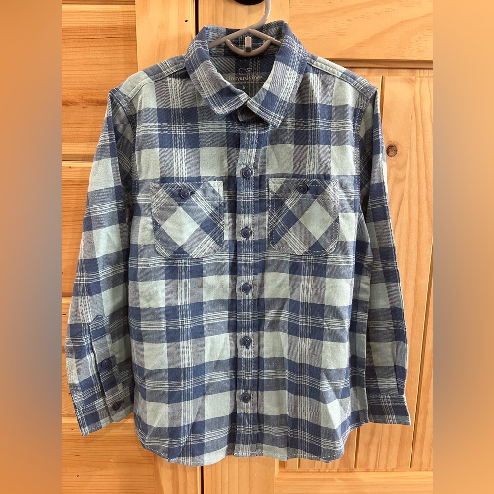 Vineyard Vines Button Down Flannel Gender Neutral Plaid Size 6